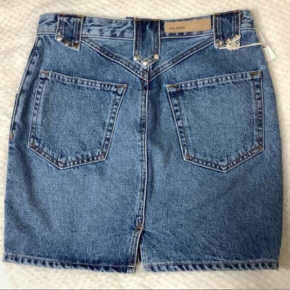 GRLFRND STUDDED DENIM HIGH WAIST MINI SKIRT NWT - Picture 6 of 9